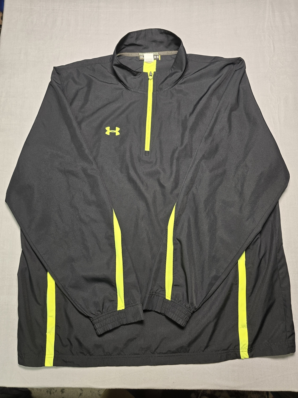 Under Armour Men's Black Half-Zip Windbreaker with Neon Yellow Accents